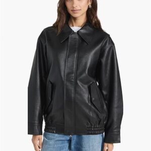 Pixie Market Nash Oversized Leather Bomber Jacket